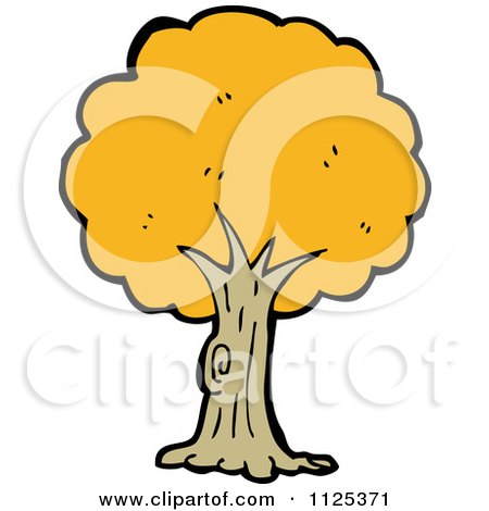 Cartoon Of A Tree With Yellow Autumn Foliage 1 - Royalty Free Vector Clipart by lineartestpilot