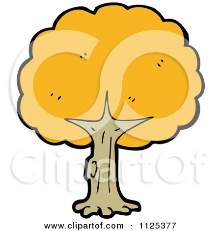 Cartoon Of A Tree With Yellow Autumn Foliage 3 - Royalty Free Vector Clipart by lineartestpilot