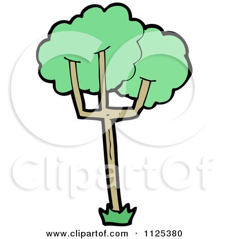 Cartoon Of A Tree With Green Foliage 11 - Royalty Free Vector Clipart by lineartestpilot