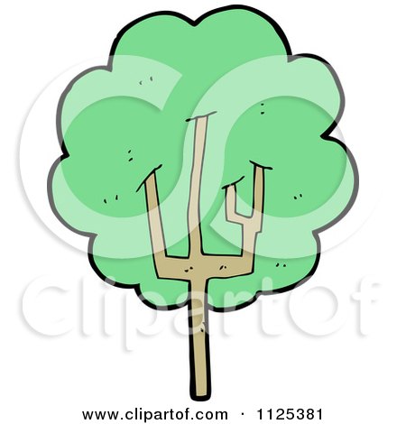 Cartoon Of A Tree With Green Foliage 12 - Royalty Free Vector Clipart by lineartestpilot