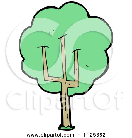 Cartoon Of A Tree With Green Foliage 13 - Royalty Free Vector Clipart by lineartestpilot