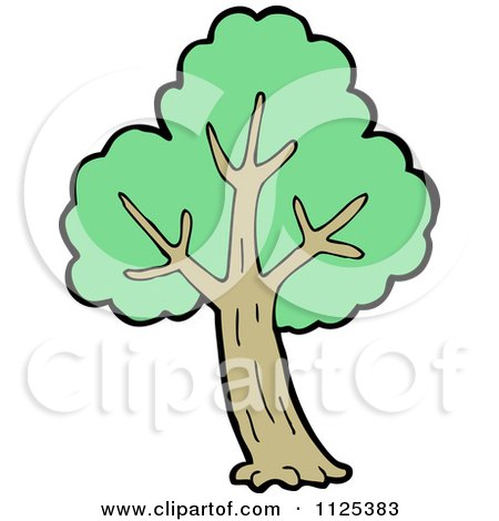 Cartoon Of A Tree With Green Foliage 14 - Royalty Free Vector Clipart by lineartestpilot