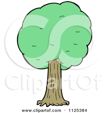 Cartoon Of A Tree With Green Foliage 15 - Royalty Free Vector Clipart by lineartestpilot