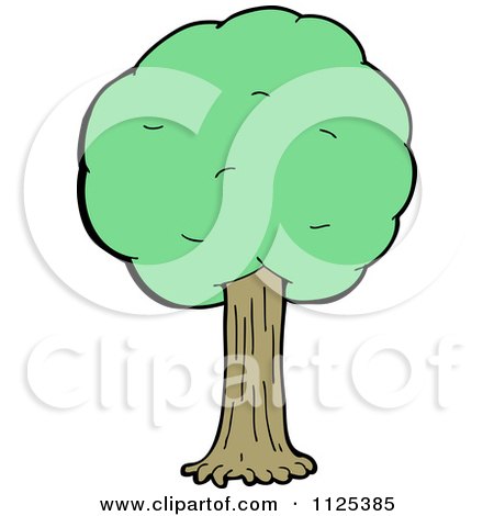 Cartoon Of A Tree With Green Foliage 15 - Royalty Free Vector Clipart by lineartestpilot