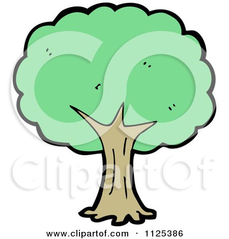 Cartoon Of A Tree With Green Foliage 2 - Royalty Free Vector Clipart by lineartestpilot