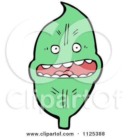 Cartoon Of A Green Leaf Character 4 - Royalty Free Vector Clipart by lineartestpilot