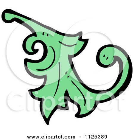 Cartoon Of A Green Leaf 1 - Royalty Free Vector Clipart by lineartestpilot