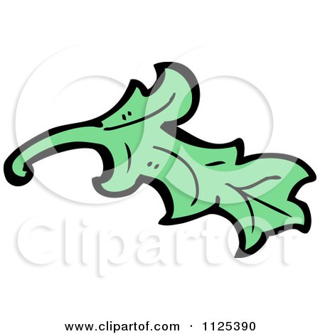 Cartoon Of A Green Leaf 2 - Royalty Free Vector Clipart by lineartestpilot