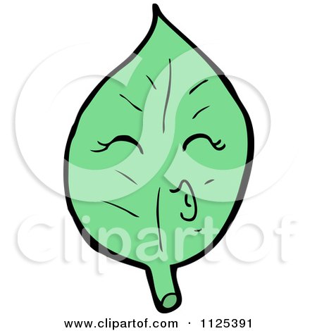 Cartoon Of A Green Leaf Character 5 - Royalty Free Vector Clipart by lineartestpilot