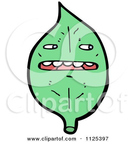 Cartoon Of A Green Leaf Character 6 - Royalty Free Vector Clipart by lineartestpilot