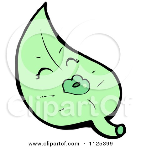 Cartoon Of A Green Leaf Character 1 - Royalty Free Vector Clipart by lineartestpilot