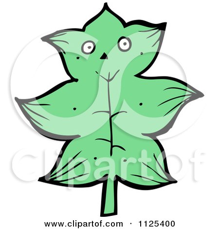 Cartoon Of A Green Leaf Character 2 - Royalty Free Vector Clipart by lineartestpilot