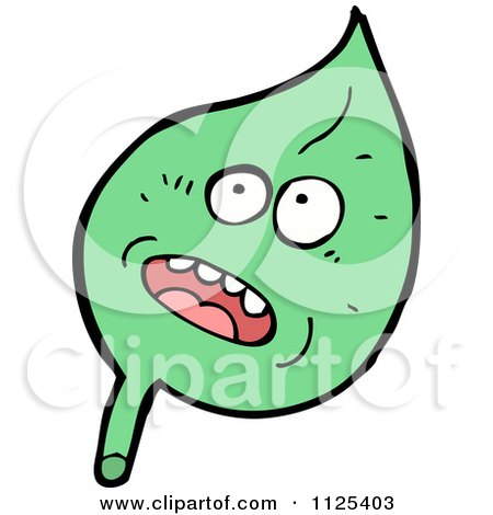 Cartoon Of A Green Leaf Character 3 - Royalty Free Vector Clipart by lineartestpilot