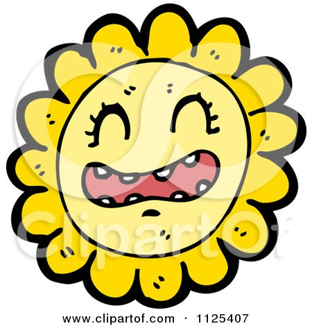 Cartoon Of A Sunflower Character 1 - Royalty Free Vector Clipart by lineartestpilot