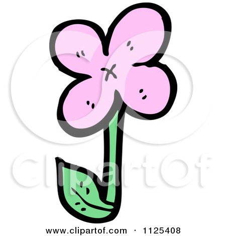 Cartoon Of A Pink Flower 1 - Royalty Free Vector Clipart by lineartestpilot