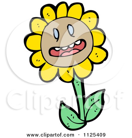 Cartoon Of A Sunflower Character 6 - Royalty Free Vector Clipart by lineartestpilot