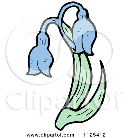 Cartoon Of Bluebell Flowers - Royalty Free Vector Clipart by lineartestpilot