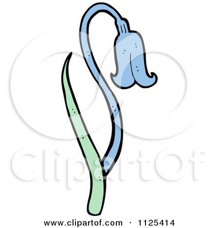 Cartoon Of A Bluebell Flower 1 - Royalty Free Vector Clipart by lineartestpilot