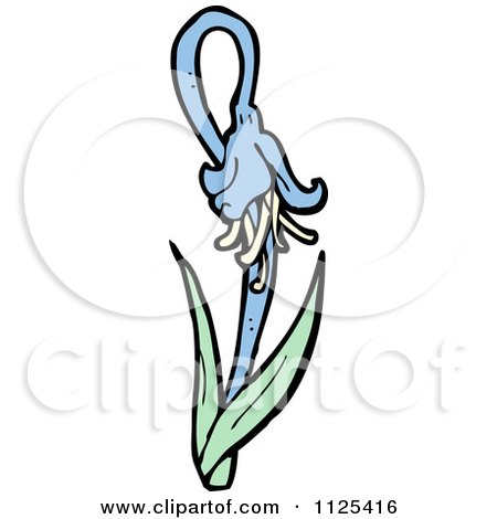 Cartoon Of A Bluebell Flower 3 - Royalty Free Vector Clipart by lineartestpilot