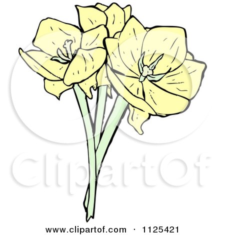Cartoon Of Tulip Flowers 2 - Royalty Free Vector Clipart by lineartestpilot