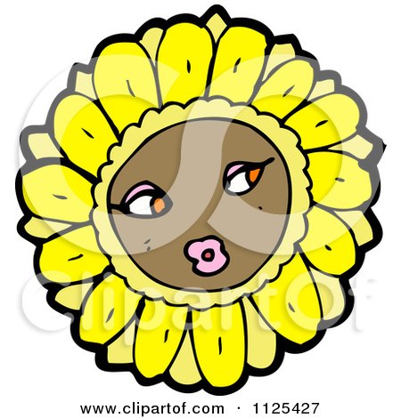 Cartoon Of A Sunflower Character 2 - Royalty Free Vector Clipart by lineartestpilot