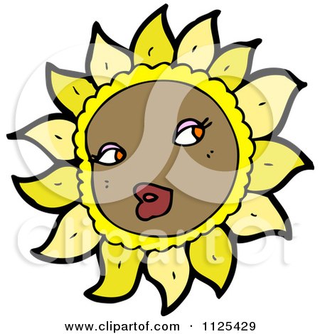 Cartoon Of A Sunflower Character 4 - Royalty Free Vector Clipart by lineartestpilot