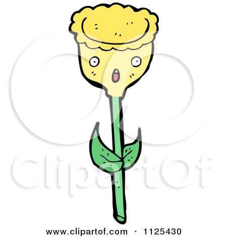 Cartoon Of A Yellow Tulip Flower Character - Royalty Free Vector Clipart by lineartestpilot