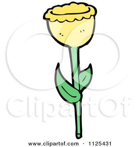 Cartoon Of A Yellow Tulip Flower 1 - Royalty Free Vector Clipart by lineartestpilot