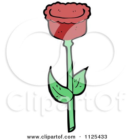 Cartoon Of A Red Tulip Flower 2 - Royalty Free Vector Clipart by lineartestpilot