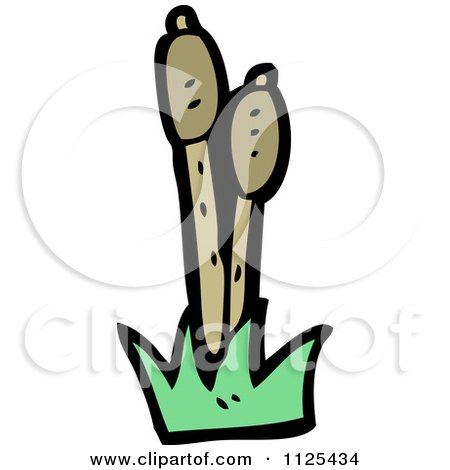 Cartoon Of Cattail Plants - Royalty Free Vector Clipart by lineartestpilot