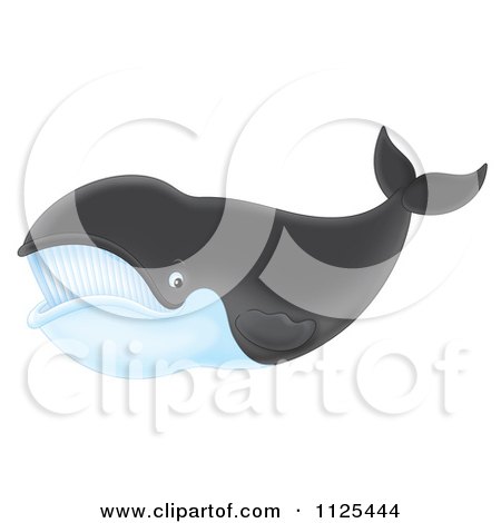 Cartoon Of A Happy Right Whale - Royalty Free Clipart by Alex Bannykh