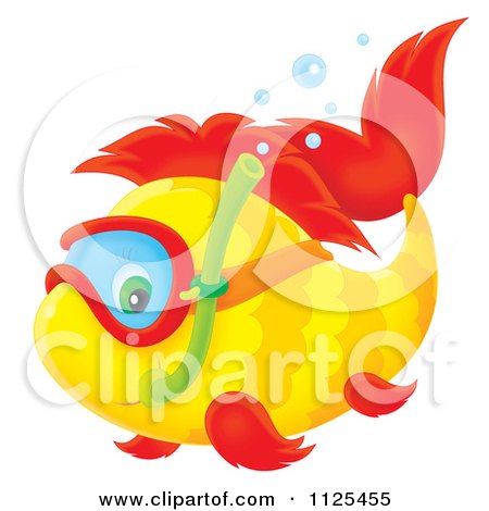 Cartoon Of A Happy Snorkeling Fish - Royalty Free Clipart by Alex Bannykh