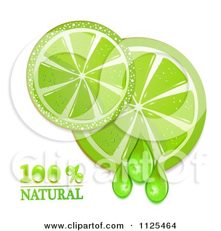 Clipart Of Natural Lime Slices And Text On White 1 - Royalty Free Vector Illustration by merlinul
