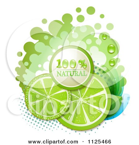 Clipart Of Natural Lime Slices And Text On White 3 - Royalty Free Vector Illustration by merlinul