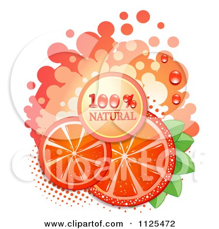 Clipart Of Natural Blood Orange Slices And Text On White 3 - Royalty Free Vector Illustration by merlinul