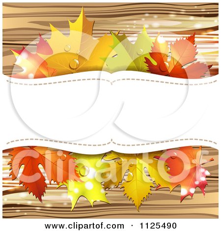 Clipart Of A Background With Autumn Maple Leaves Wood And Copyspace - Royalty Free Vector Illustration by merlinul