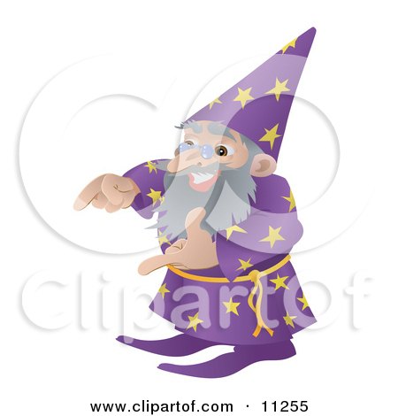 Old Male Wizard Gesturing With His Hands Clipart Illustration by AtStockIllustration