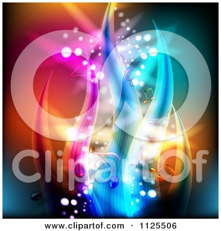 Clipart Of A Colorful Wave And Music Note Background 1 - Royalty Free Vector Illustration by merlinul