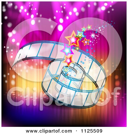 Clipart Of A Film Roll With Stars And Colorful Lights - Royalty Free Vector Illustration by merlinul