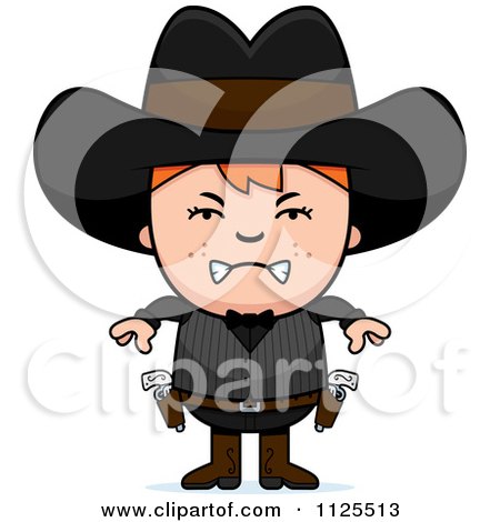 Cartoon Of An Angry Red Haired Gunslinger Boy - Royalty Free Vector Clipart by Cory Thoman