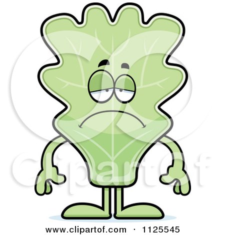 Cartoon Of A Depressed Lettuce Mascot - Royalty Free Vector Clipart by Cory Thoman