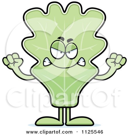 Cartoon Of An Angry Lettuce Mascot - Royalty Free Vector Clipart by Cory Thoman