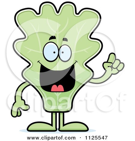 Cartoon Of A Lettuce Mascot With An Idea - Royalty Free Vector Clipart by Cory Thoman