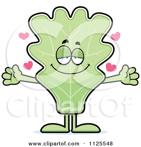 Cartoon Of A Loving Lettuce Mascot With Open Arms - Royalty Free Vector Clipart by Cory Thoman
