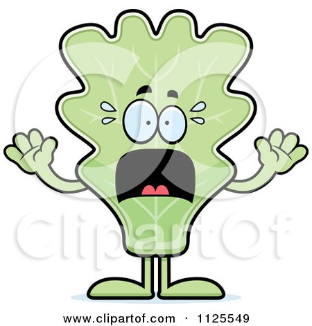 Cartoon Of A Scared Lettuce Mascot - Royalty Free Vector Clipart by Cory Thoman