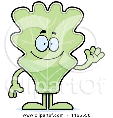 Cartoon Of A Waving Lettuce Mascot - Royalty Free Vector Clipart by Cory Thoman
