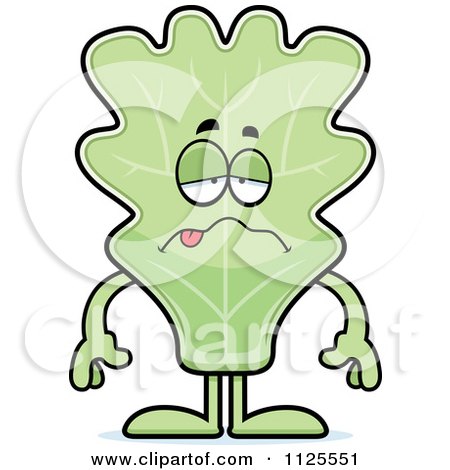 Cartoon Of A Sick Lettuce Mascot - Royalty Free Vector Clipart by Cory Thoman