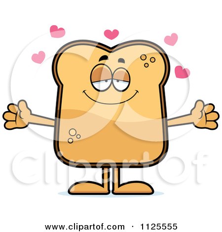 Cartoon Of A Loving Toast Mascot With Open Arms - Royalty Free Vector Clipart by Cory Thoman