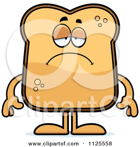 Cartoon Of A Depressed Toast Mascot - Royalty Free Vector Clipart by Cory Thoman