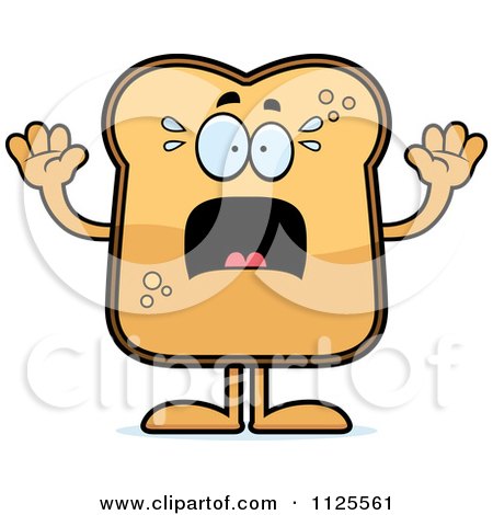 Cartoon Of A Scared Toast Mascot - Royalty Free Vector Clipart by Cory Thoman